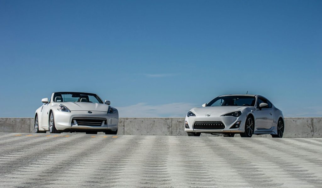 white cars on concrete roof